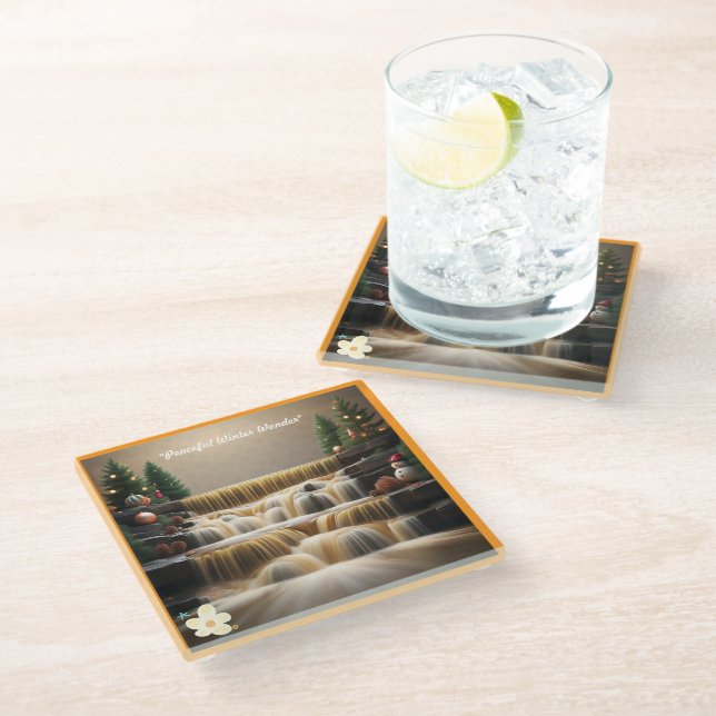 "Festive Season's Cheer" Glass Coaster (Angled)