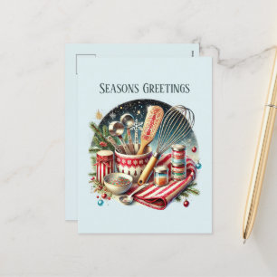 Festive Seasons Greetings baking lovers Holiday Postcard