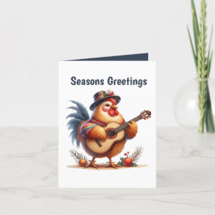 Festive Seasons Greetings chicken customisable Holiday Card