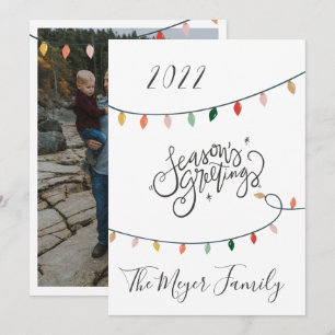 Festive Seasons Greetings Christmas Lights Photo Holiday Card
