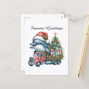 Festive Seasons Greetings dolphin Holiday Postcard