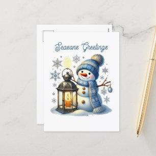 Festive Seasons Greetings snowman Holiday Postcard
