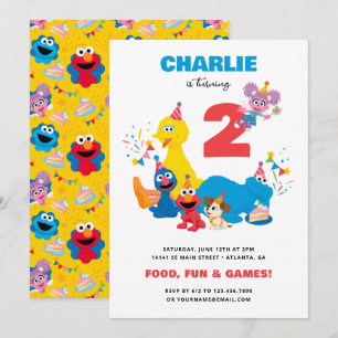 Festive Sesame Street Kids Birthday Party Invitation