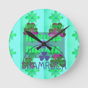 Festive Shamrock Captivating St. Patrick's Floral  Round Clock