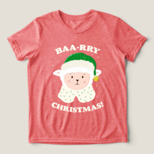 Festive Sheep Says Baa-rry Christmas! Tri-Blend Shirt