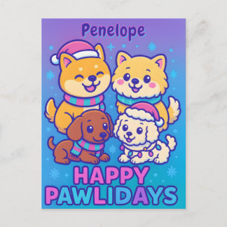 Festive Shiba Inu Poodle Dachshund  Postcard