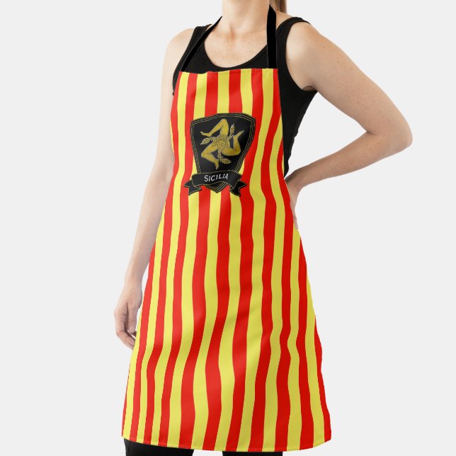 Festive Sicilian Trinacria Personalize Apron (Insitu)