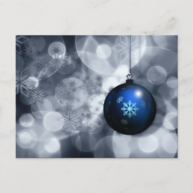 festive silver and blue Holiday Corporate PostCard (Front)