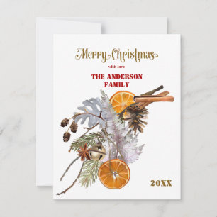 Festive Silver and Orange Christmas Card