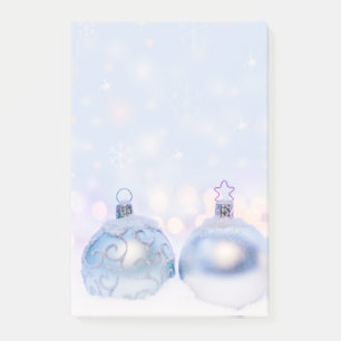 Festive Silver Christmas Balls on Snow Post-it Notes