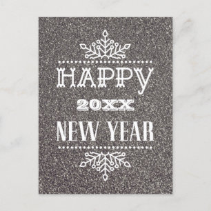 Festive Silver Firework Modern Fun Script Business Holiday Postcard
