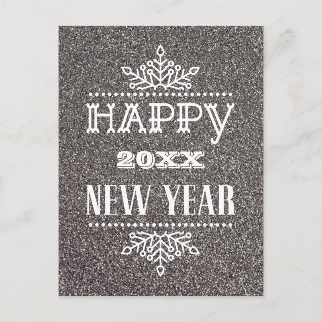 Festive Silver Firework Modern Fun Script Business Holiday Postcard (Front)