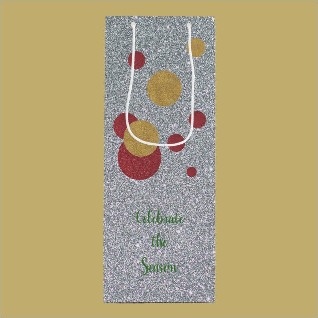 Festive Silver Gold and Red Holiday Wine Gift Bag (Creator Uploaded)