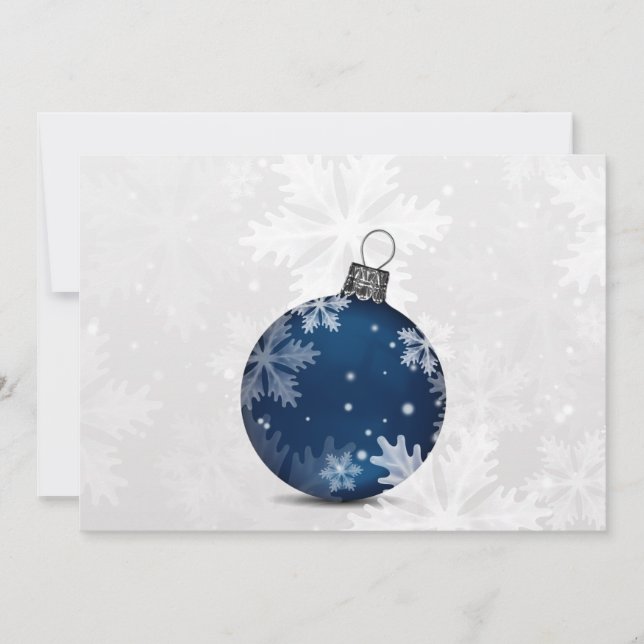 festive silver navy blue Business holidays card (Front)