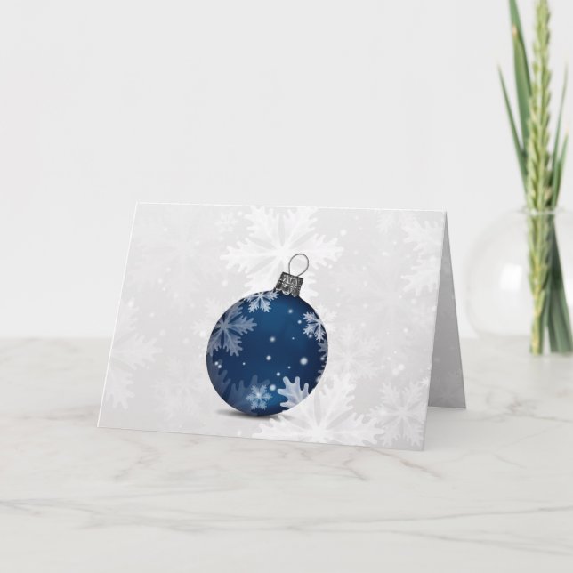 festive silver navy blue Corporate Christmas Card (Front)