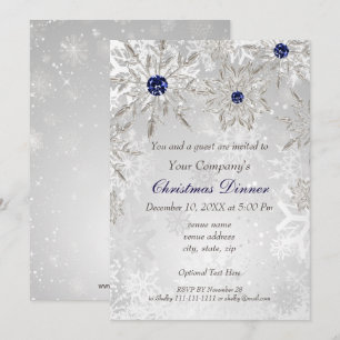 Festive Silver Navy Holiday party Invite