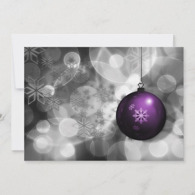 festive silver purple Business holidays card (Front)