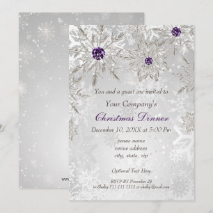 Festive Silver Purple Corporate Holiday Party Invitation