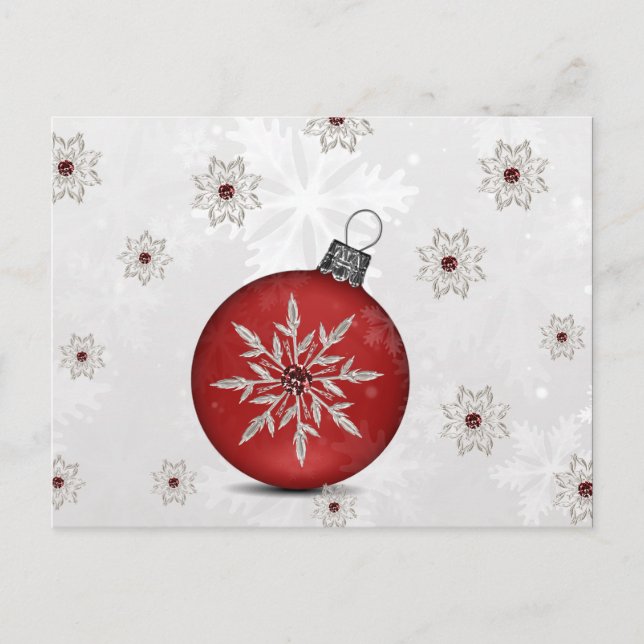 festive silver red Holiday Corporate PostCard (Front)