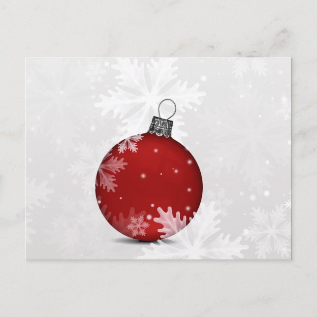 festive silver red Holiday Corporate PostCard (Front)
