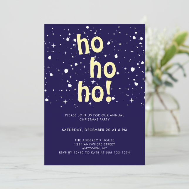 Festive Simple Blue Annual Christmas Party Invitation (Standing Front)