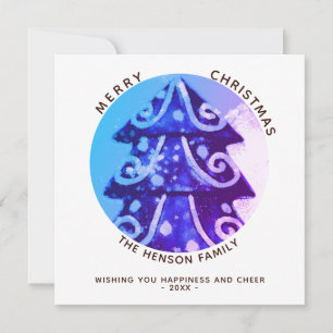 Festive Simple Christmas Tree Artistic Family  Holiday Card