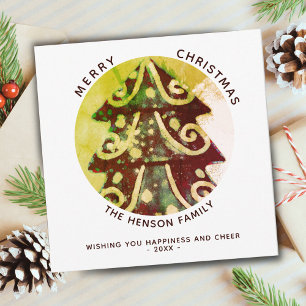 Festive Simple Christmas Tree Artistic Family Holiday Card
