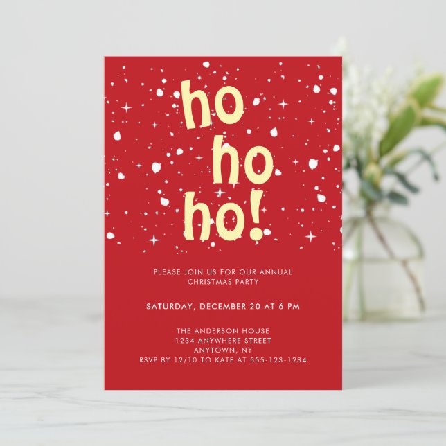 Festive Simple Red Annual Christmas Party Invitation (Standing Front)