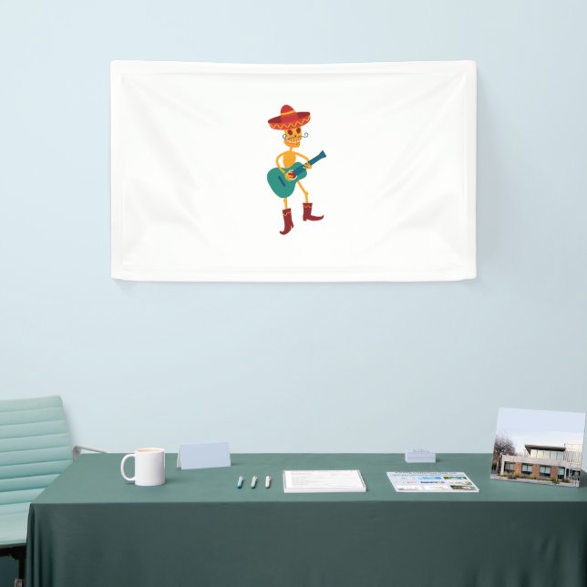 Festive Skeleton Guitar Player Banner (Tradeshow)