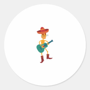 Festive Skeleton Guitar Player Classic Round Sticker