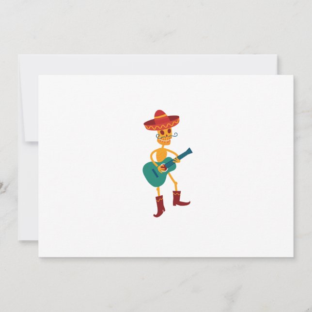 Festive Skeleton Guitar Player Holiday Card (Front)