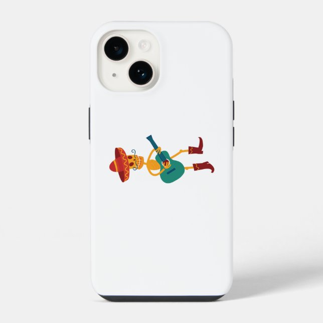 Festive Skeleton Guitar Player iPhone Case (Back)