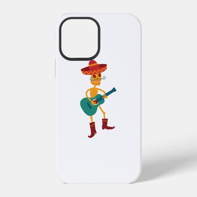 Festive Skeleton Guitar Player iPhone Case (Back)