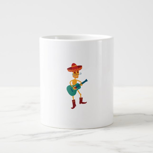 Festive Skeleton Guitar Player Large Coffee Mug (Front)