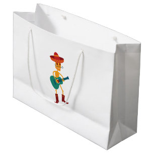 Festive Skeleton Guitar Player Large Gift Bag
