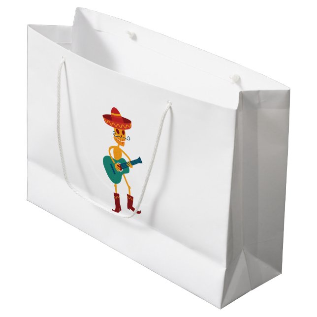Festive Skeleton Guitar Player Large Gift Bag (Front Angled)