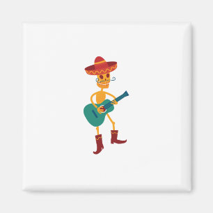 Festive Skeleton Guitar Player Magnet