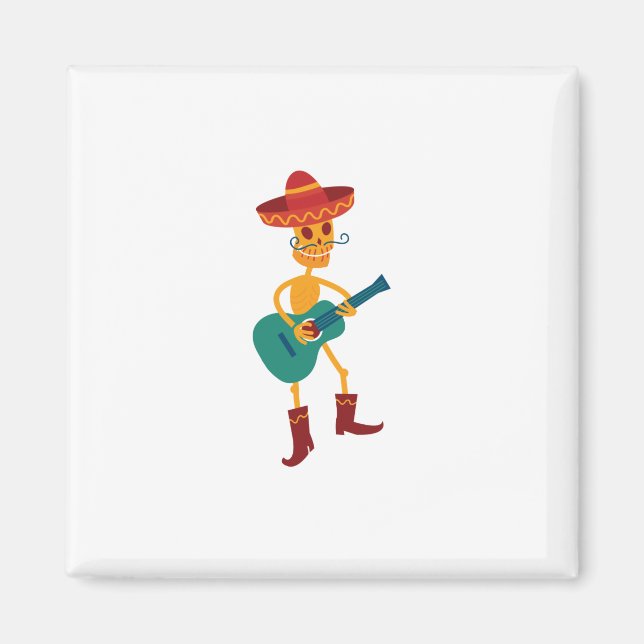 Festive Skeleton Guitar Player Magnet (Front)