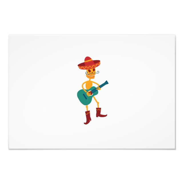 Festive Skeleton Guitar Player Photo Print (Front)