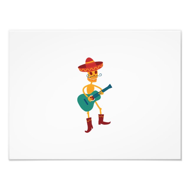 Festive Skeleton Guitar Player Photo Print (Front)