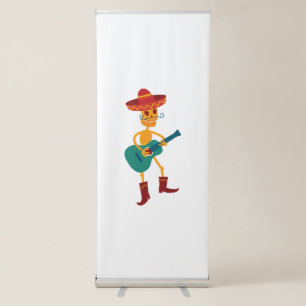 Festive Skeleton Guitar Player Retractable Banner