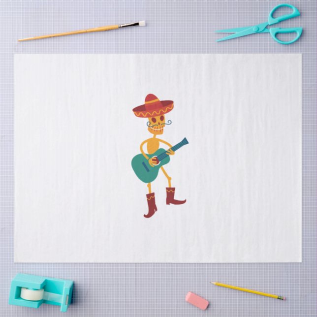 Festive Skeleton Guitar Player Tissue Paper (Craft)