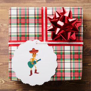 Festive Skeleton Guitar Player Tree Decoration Card