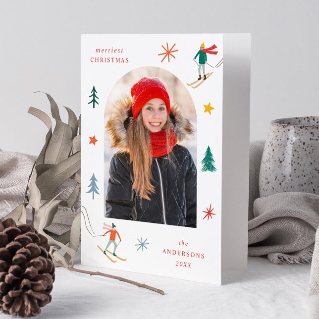 Festive Skiers Photo Holiday Card (Creator Uploaded)