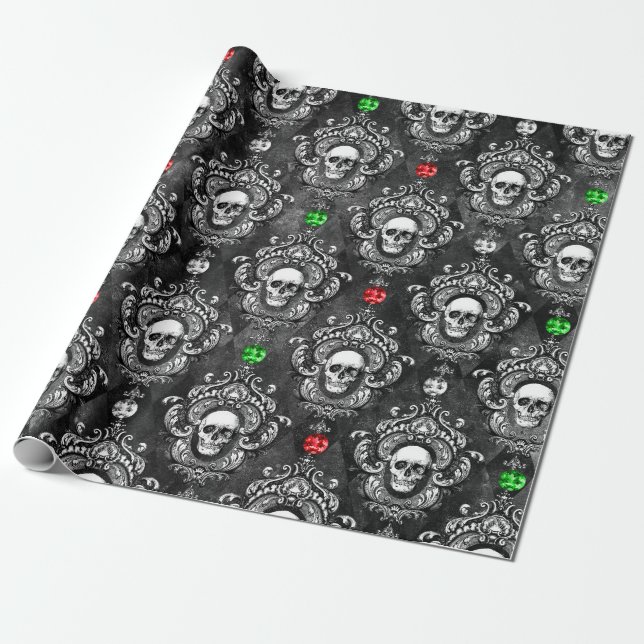 Festive Skull Wrapping Paper (Unrolled)