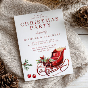 Festive Sleigh Corporate Christmas Party Invitation