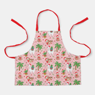 Festive Sloths and Llamas Holiday Pattern Apron