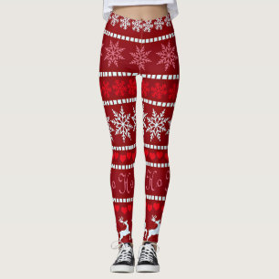 Festive Snowflake and Reindeer Design Leggings
