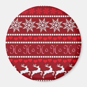 Festive Snowflake and Reindeer Design Magnet