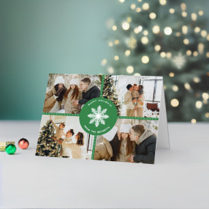 Festive Snowflake Christmas 4 Photo Real Foil Holiday Card
